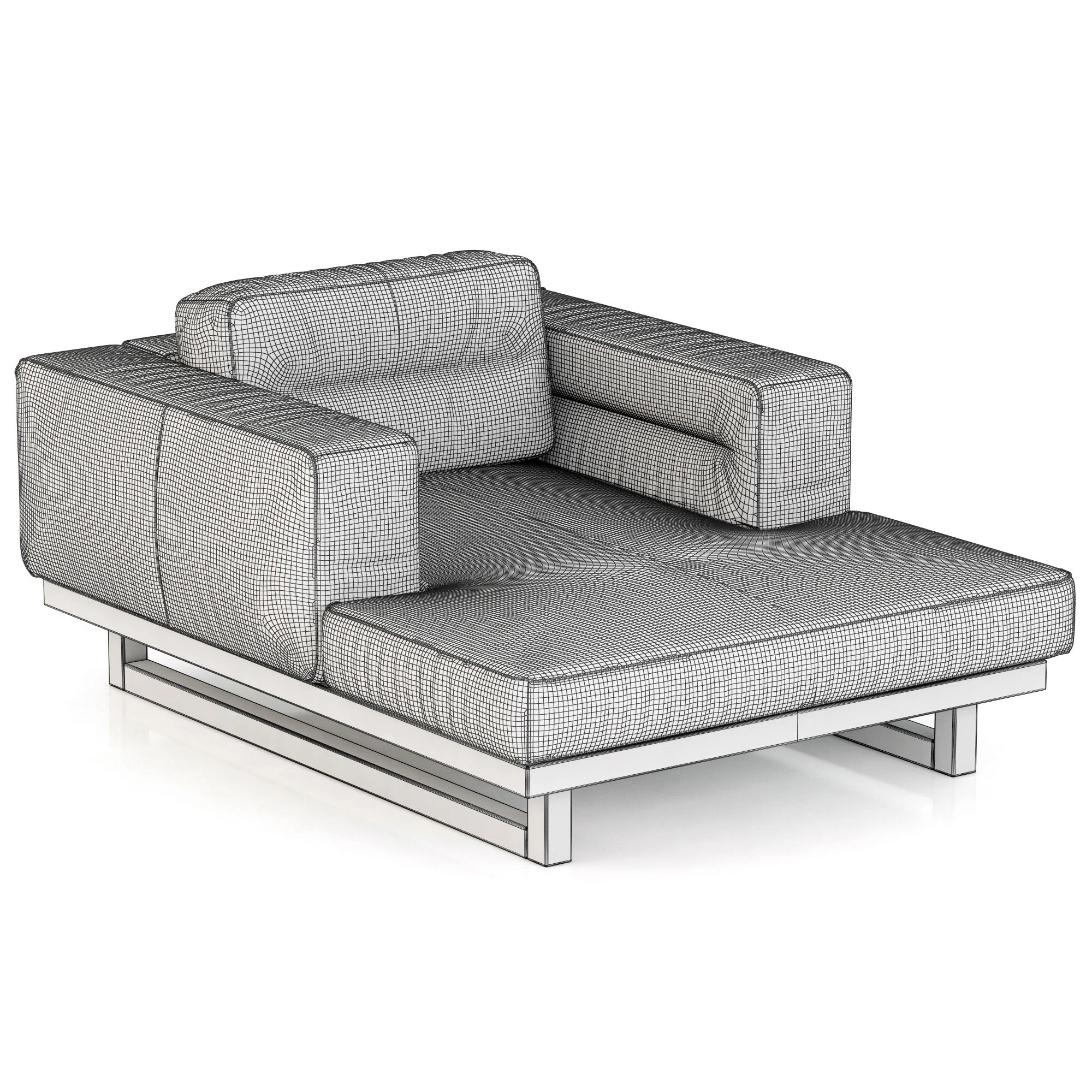 Restoration Hardware Durrell Leather Chaise — 3D model preview 4