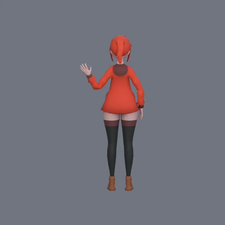 Stylized Anime Girl 01 Rigged, 3D model preview 5