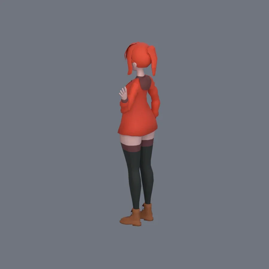 Stylized Anime Girl 01 Rigged, 3D model preview 7