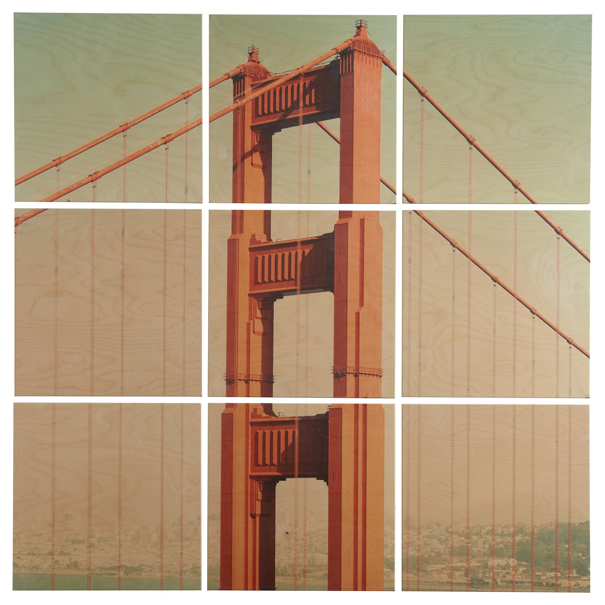 Golden Gate Bridge Mural 9-Panel Wood Wall Art