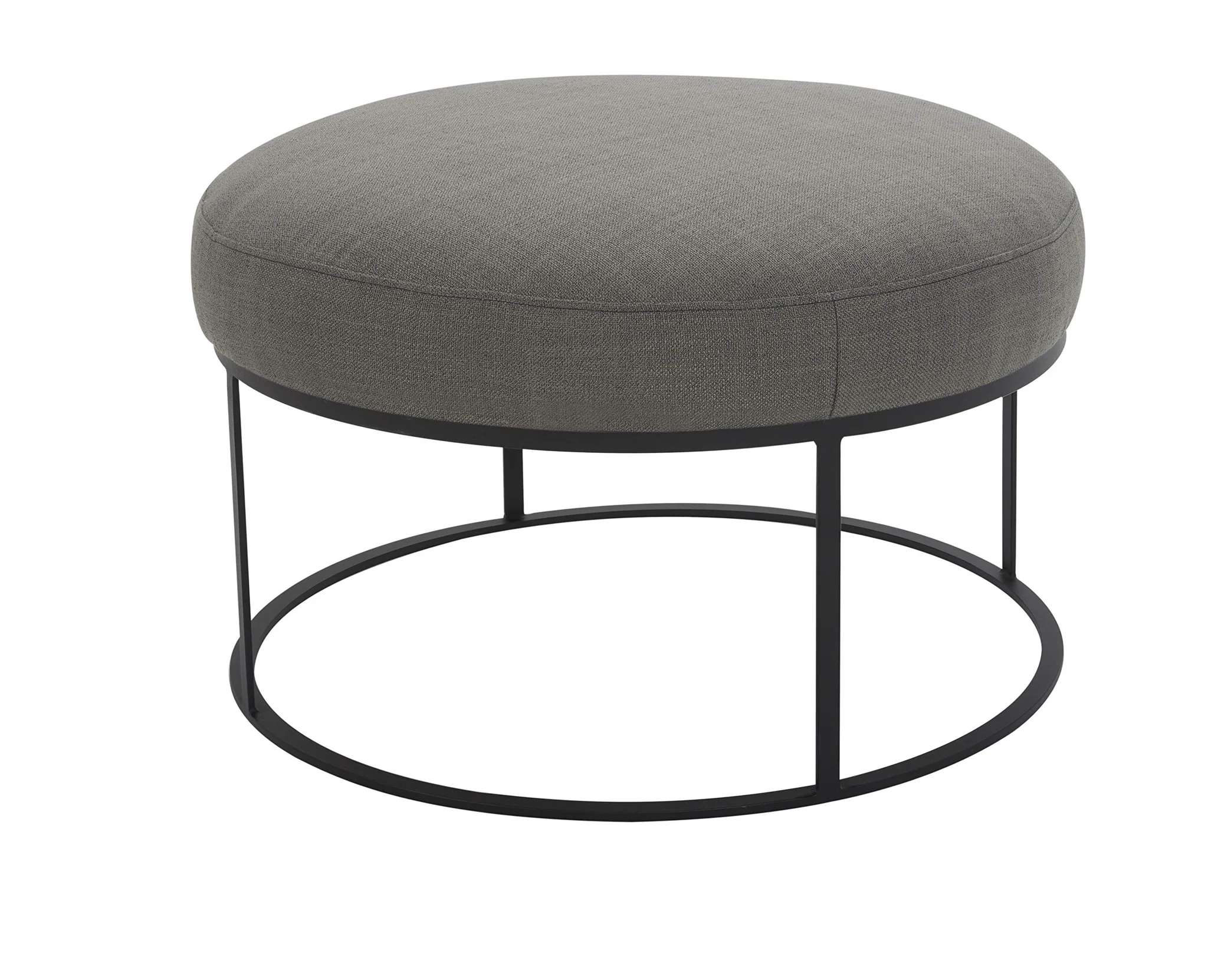 Modern Round Upholstered Ottoman with Iron Frame