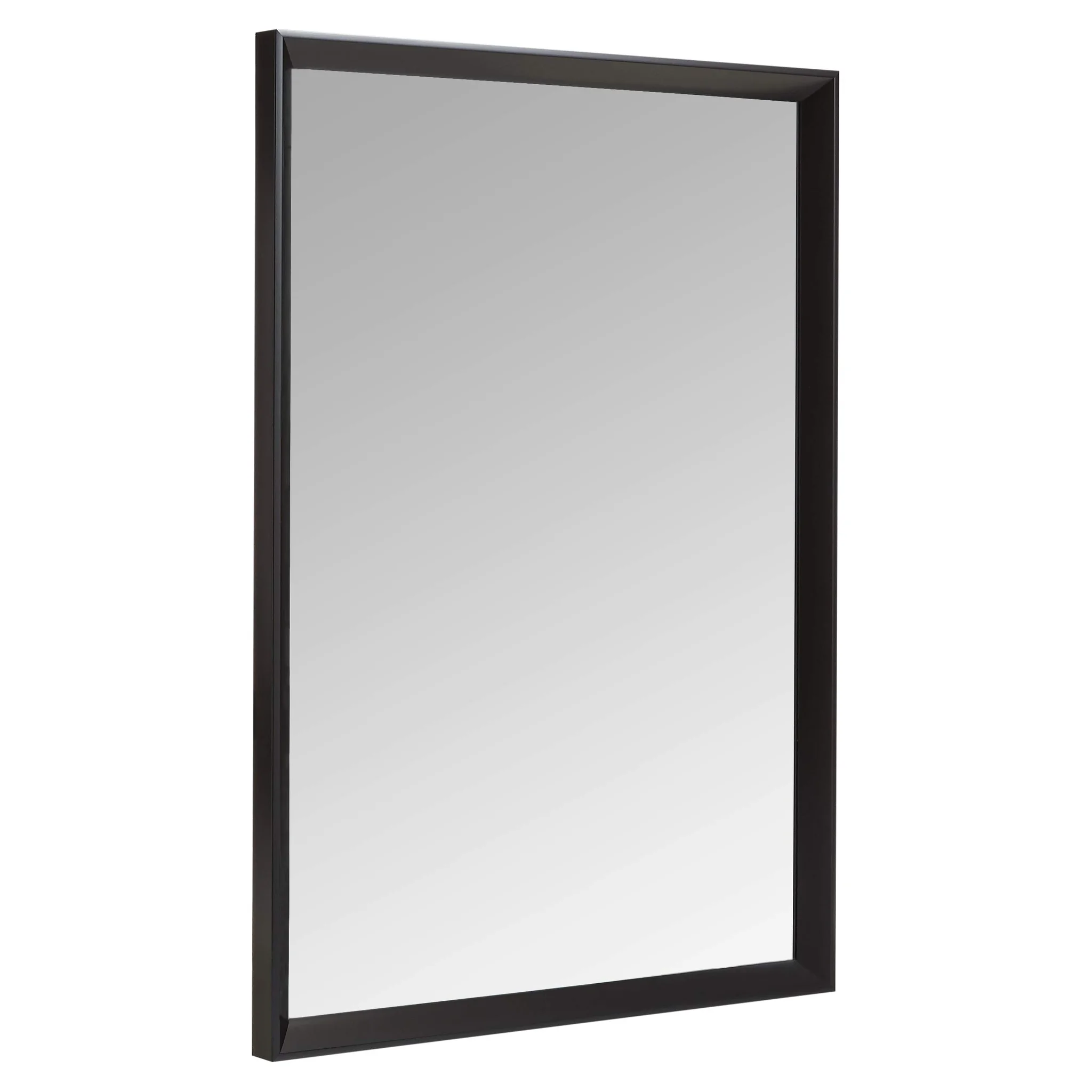 Black Framed Rectangular Wall Mirror with Peaked Trim