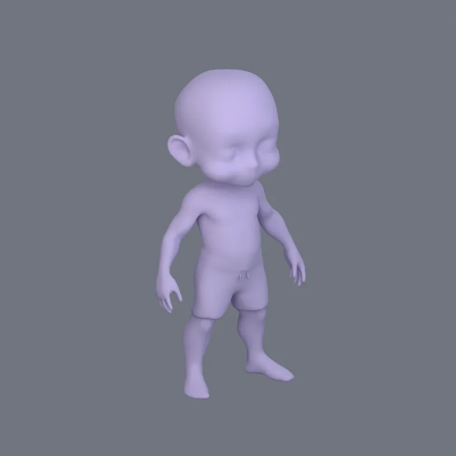 Basemesh Stylized Kid 02, 3D model preview 2