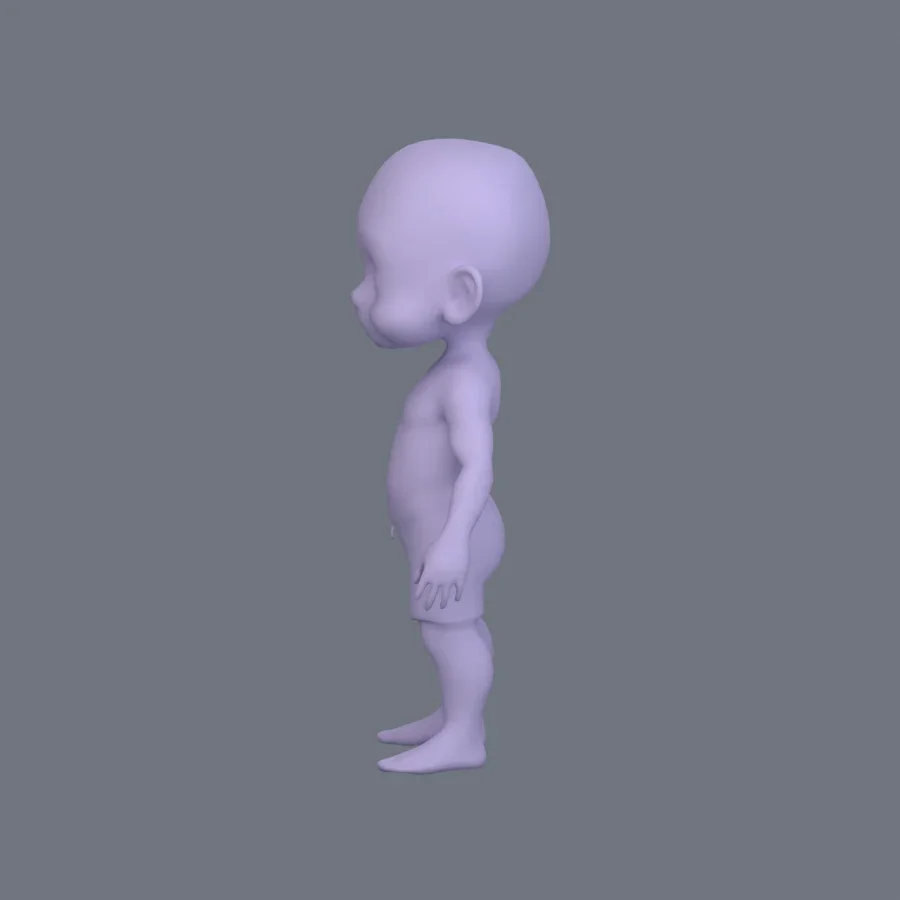 Basemesh Stylized Kid 02, 3D model preview 3