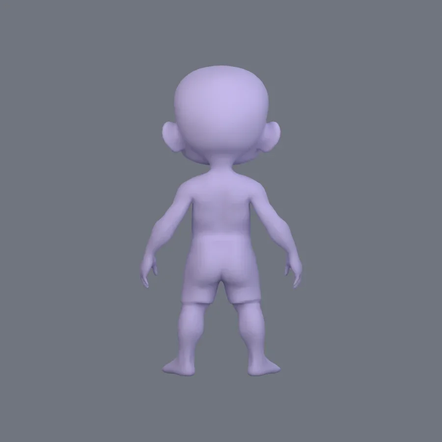 Basemesh Stylized Kid 02, 3D model preview 4