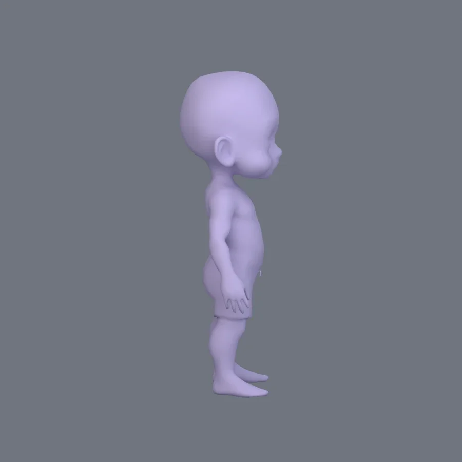 Basemesh Stylized Kid 02, 3D model preview 5