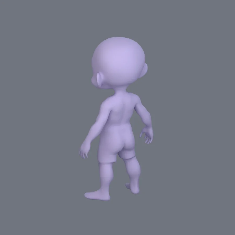Basemesh Stylized Kid 02, 3D model preview 6