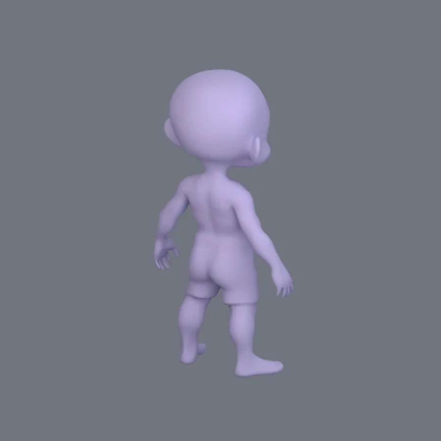 Basemesh Stylized Kid 02, 3D model preview 7