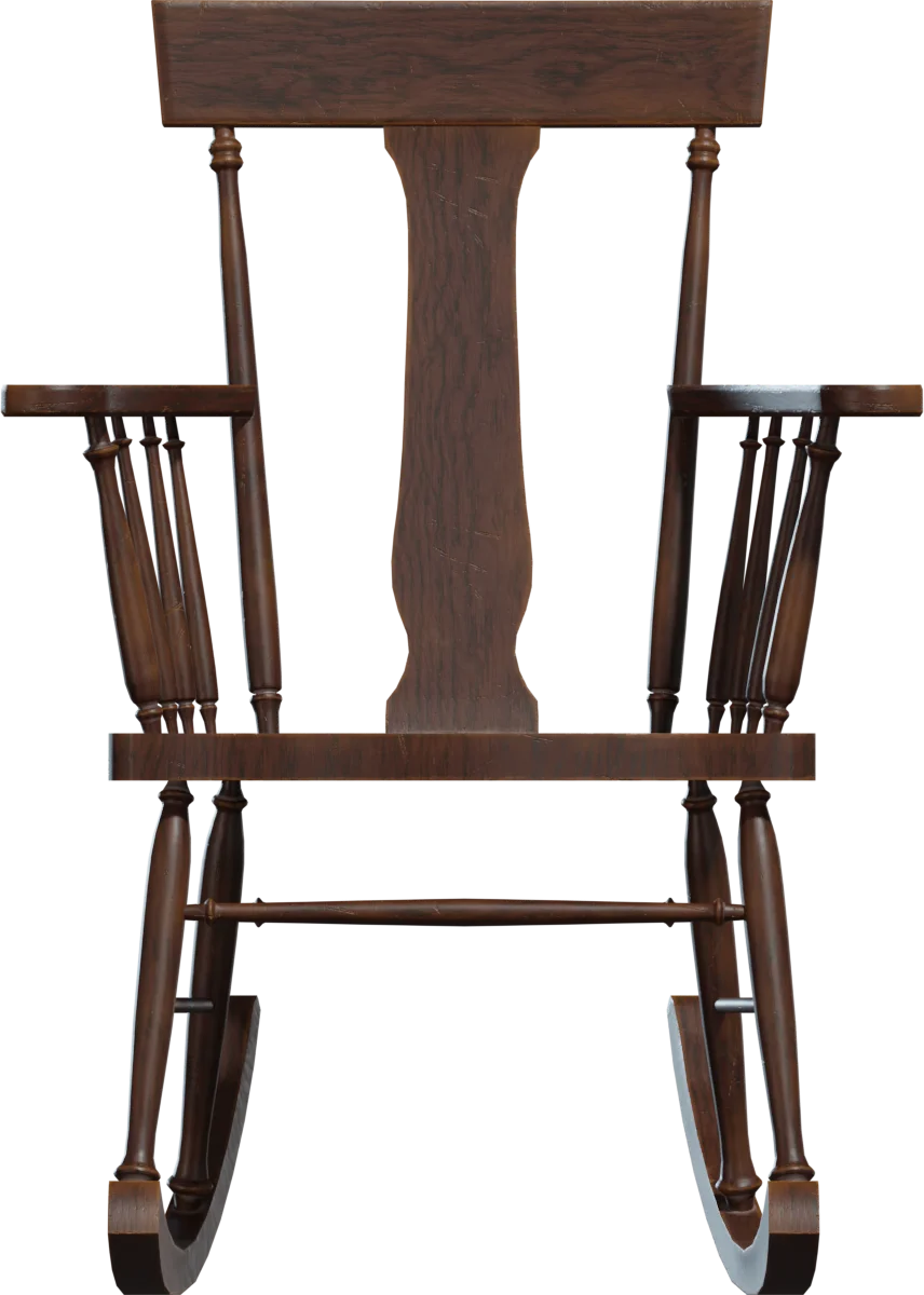 Vintage Wooden Rocking Chair, 3D model preview 2