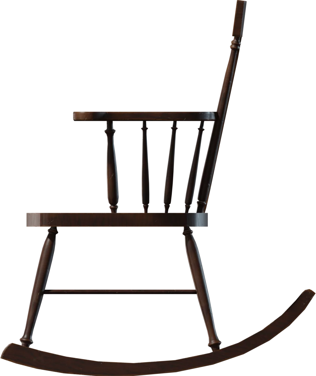 Vintage Wooden Rocking Chair, 3D model preview 3