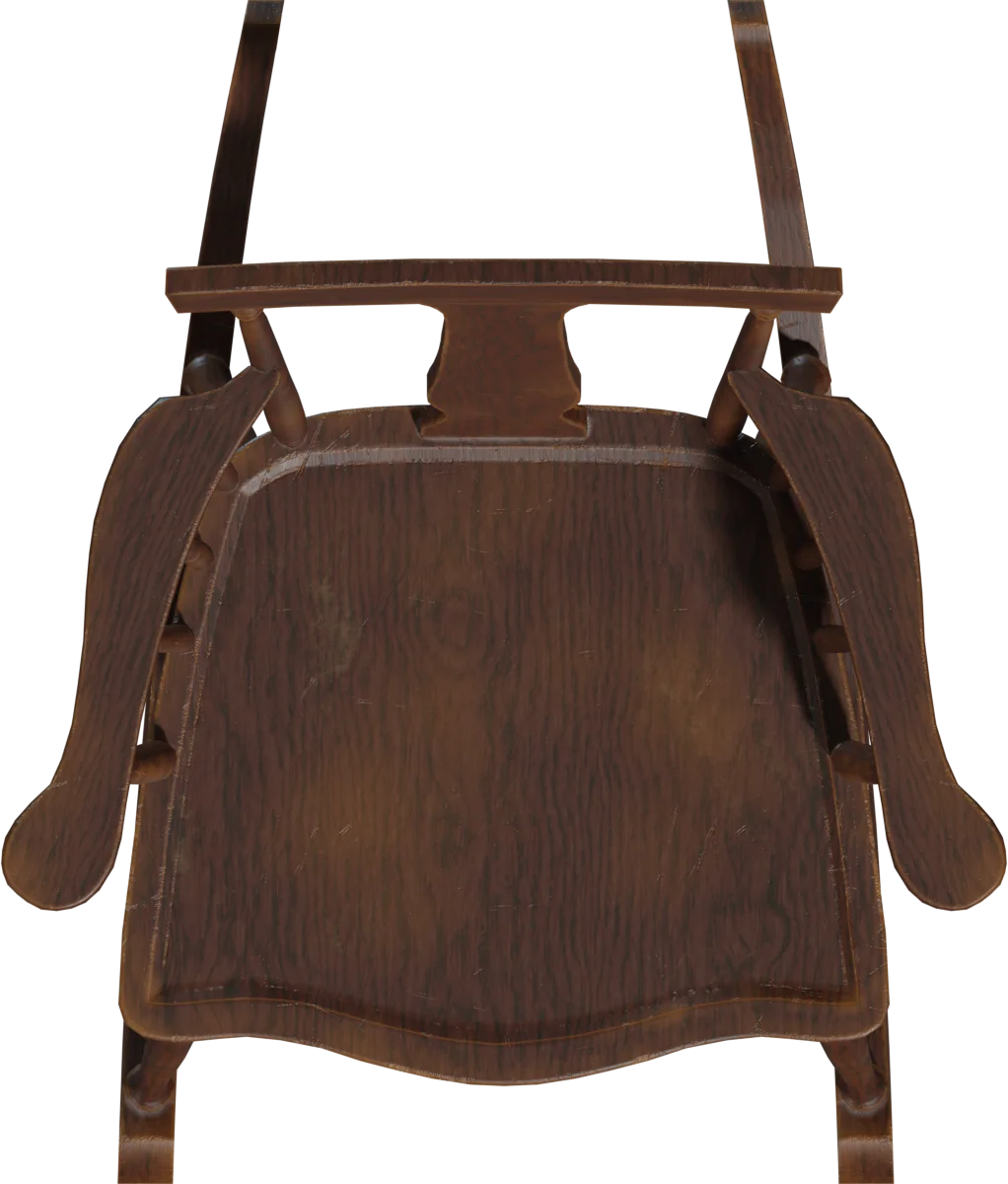 Vintage Wooden Rocking Chair, 3D model preview 4