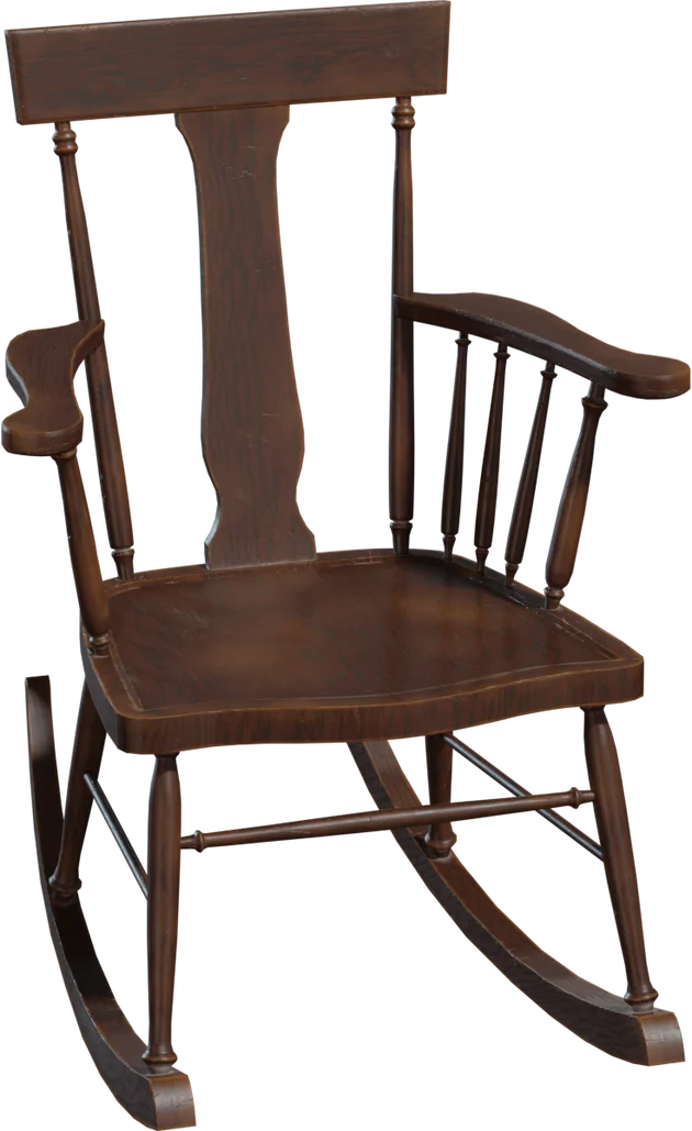 Vintage Wooden Rocking Chair, 3D model preview 5