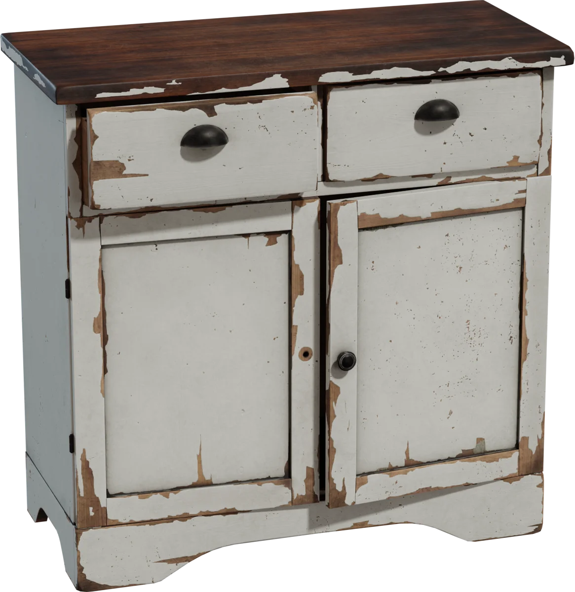 Rustic Distressed Wooden Cabinet with Peeling Paint