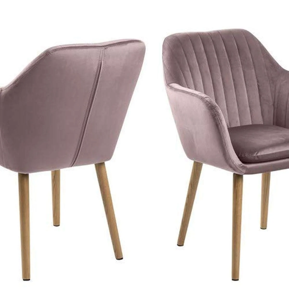 Velvet Upholstered Dining Armchair with Oak Legs – Dusty Rose