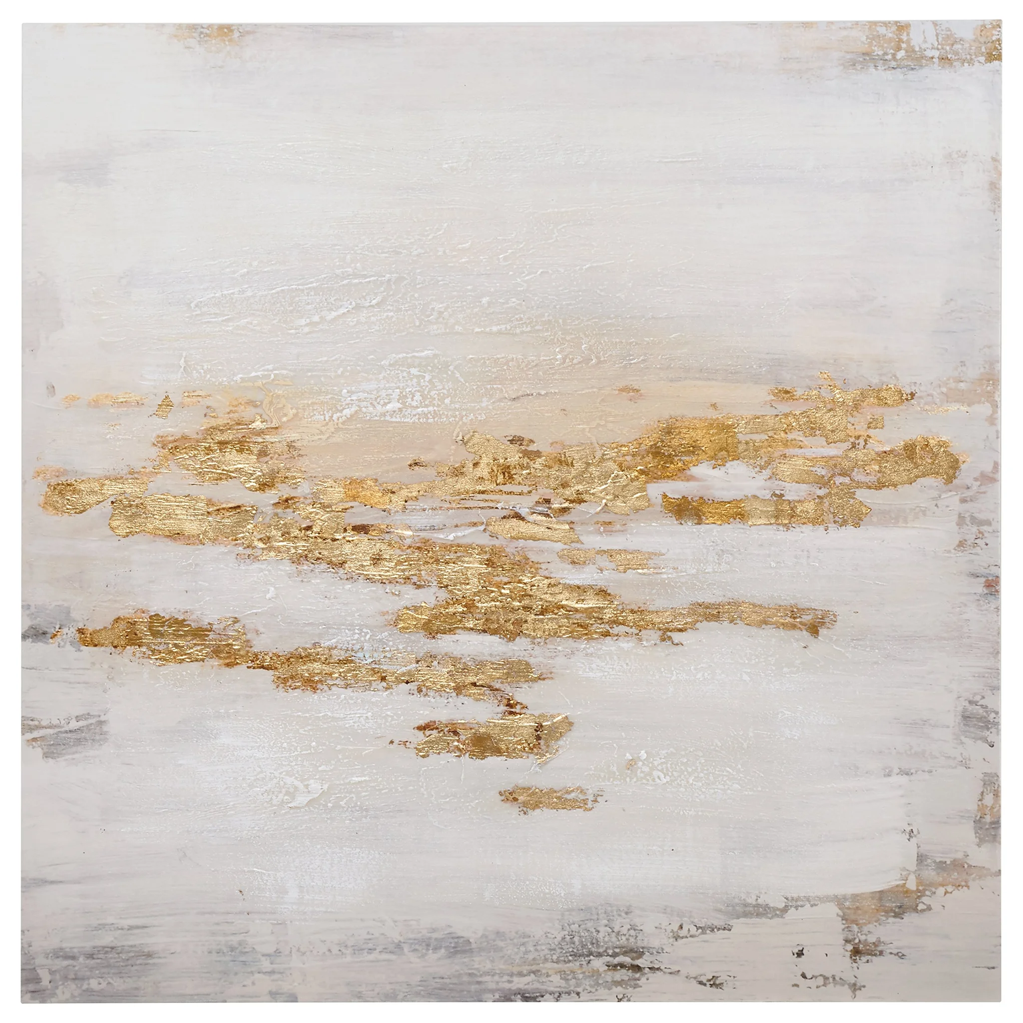 Abstract Gold Leaf and White Canvas Wall Art Panel
