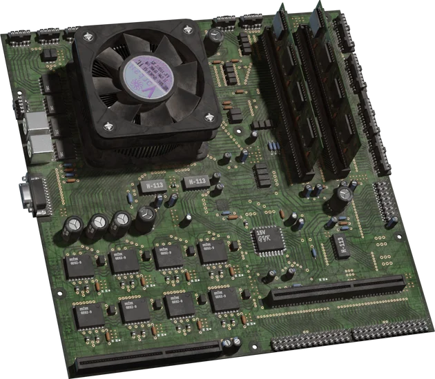 Detailed Computer Motherboard with CPU Cooler — 3D model preview 5