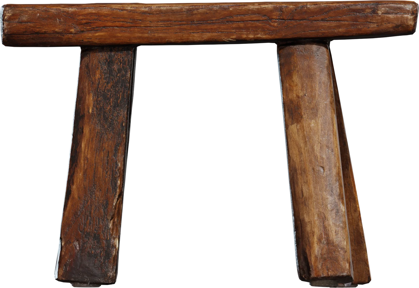 Rustic Wooden Stool, 3D model preview 2