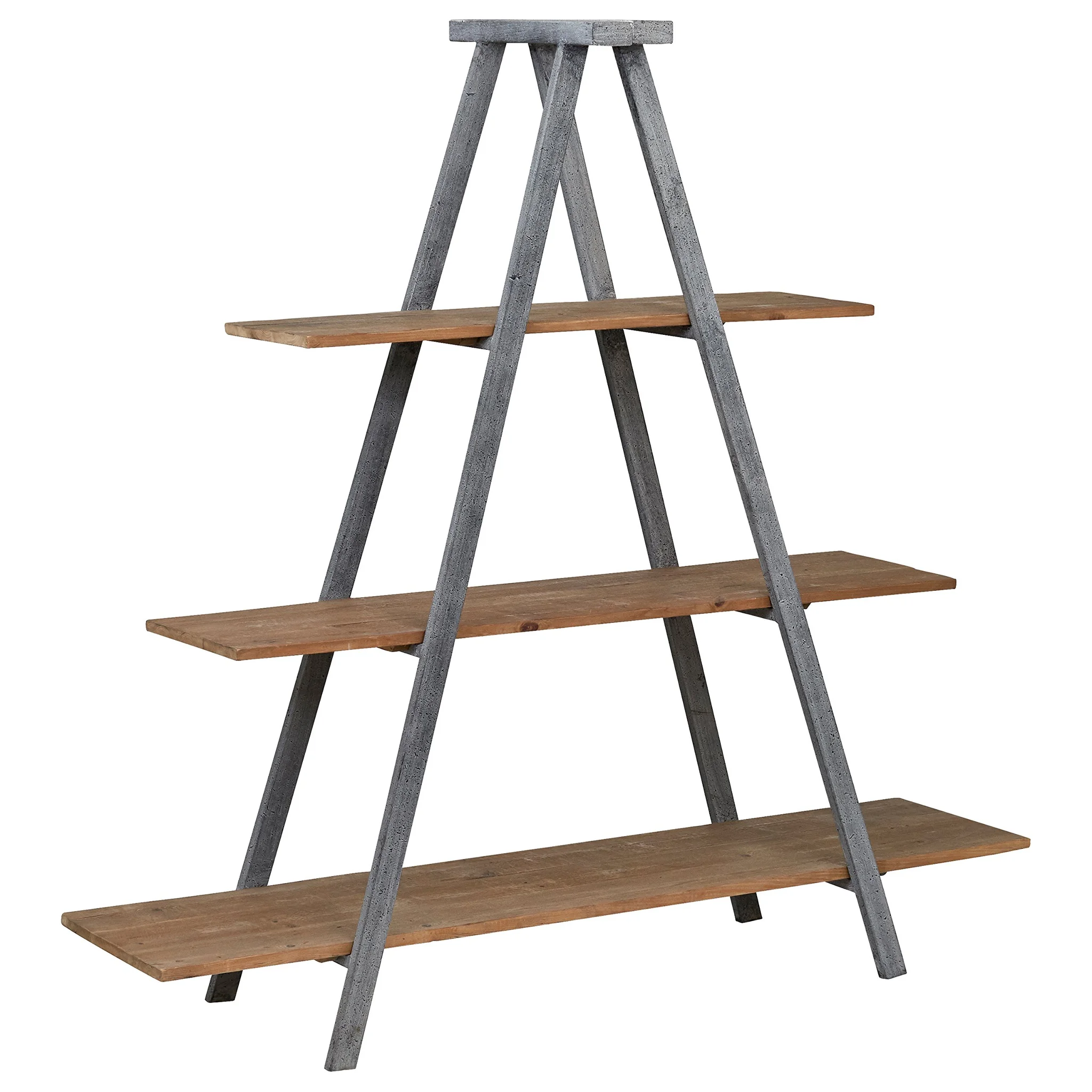 A-Frame Ladder Bookcase Shelf Stand – Wood and Iron Industrial Style