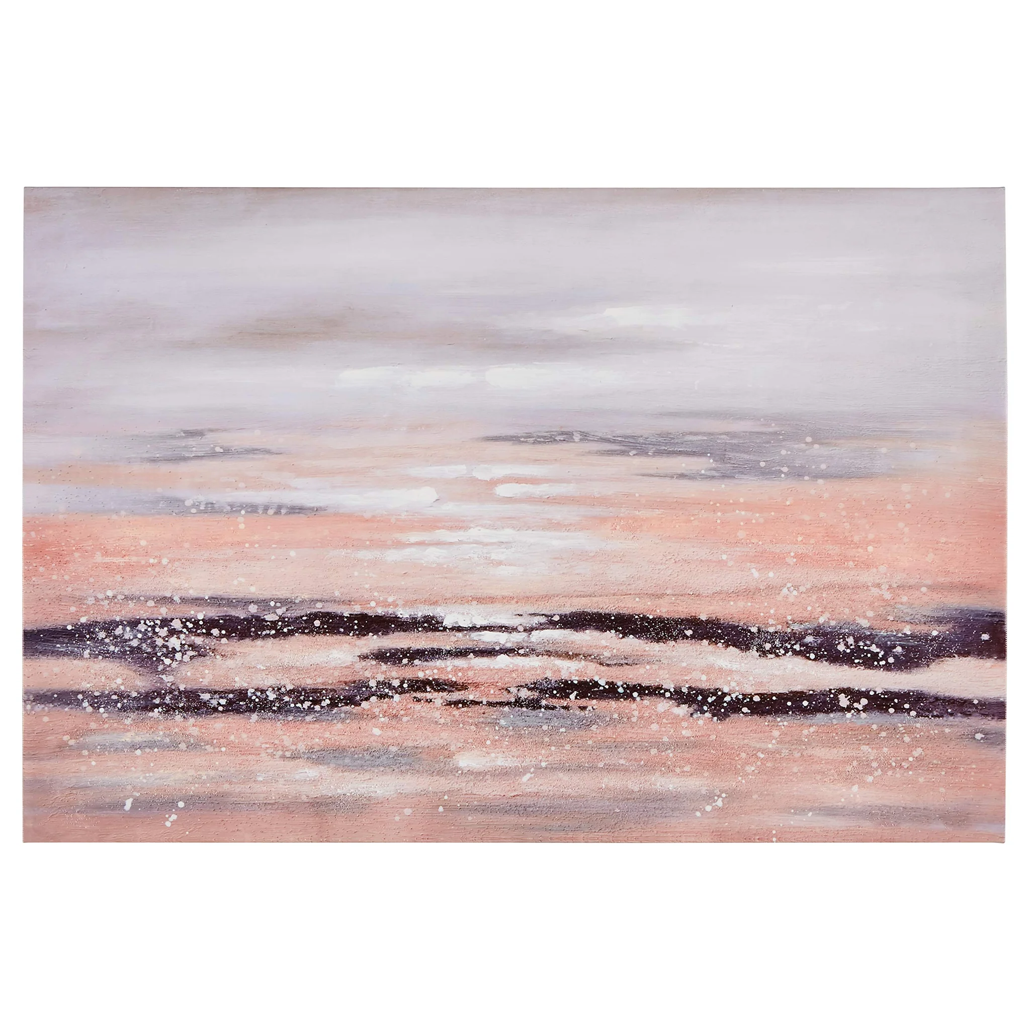 Abstract Coastal Sunset Canvas Wall Art – Peach and Purple Landscape Print