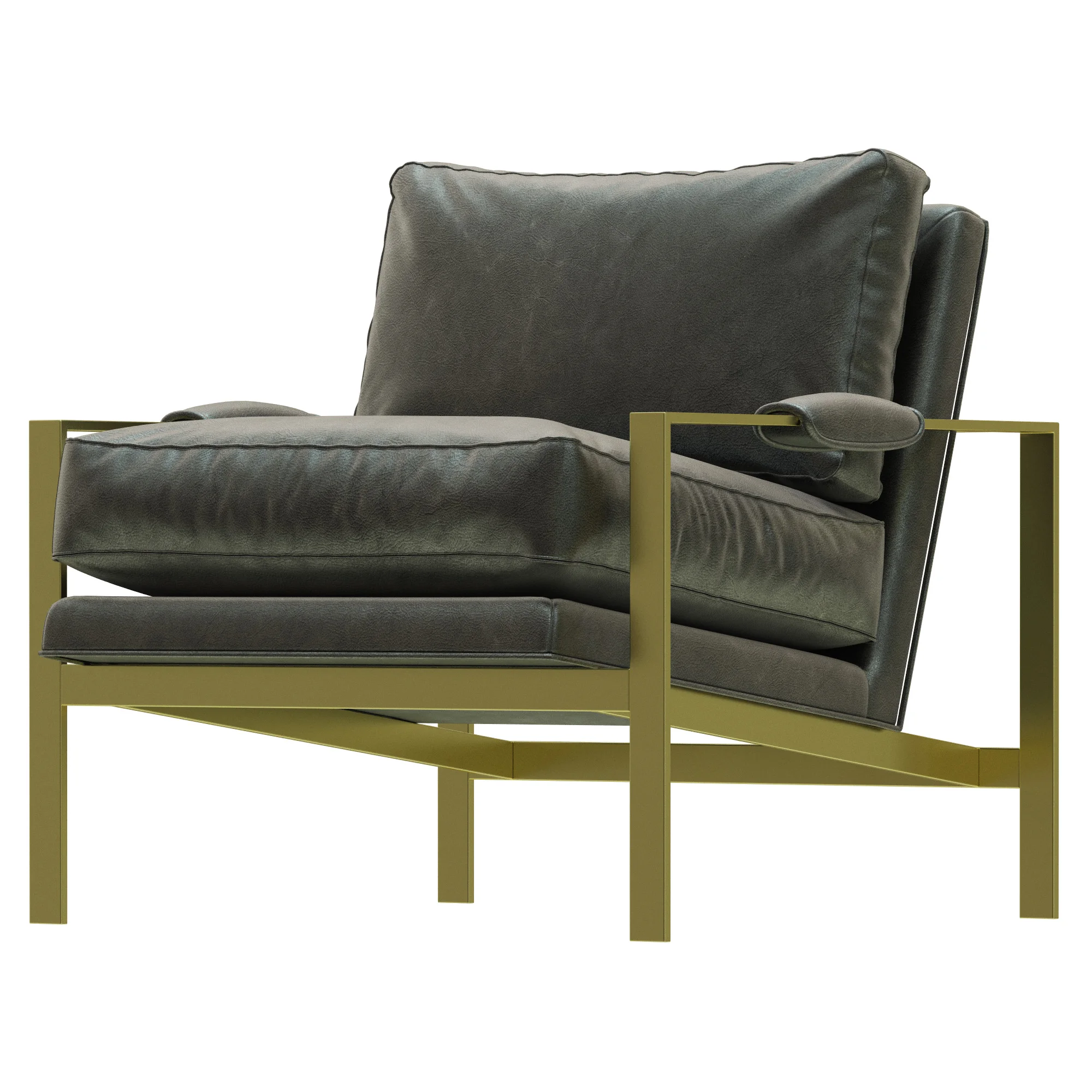 Crate And Barrel Milo Baughman Leather Chair — 3D model preview 2