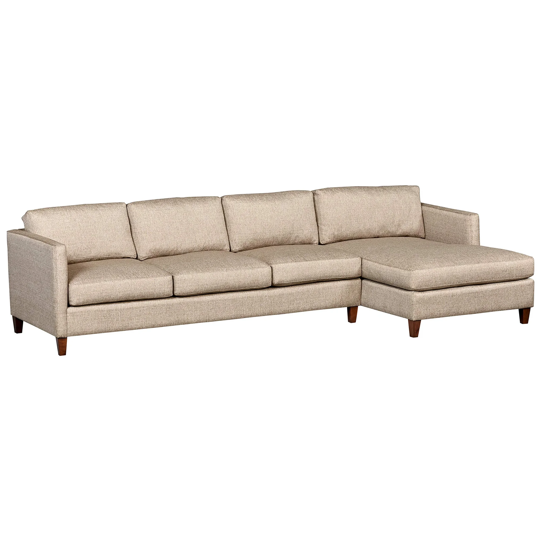 Modern Sectional Sofa with Right Chaise – Beige Woven Fabric