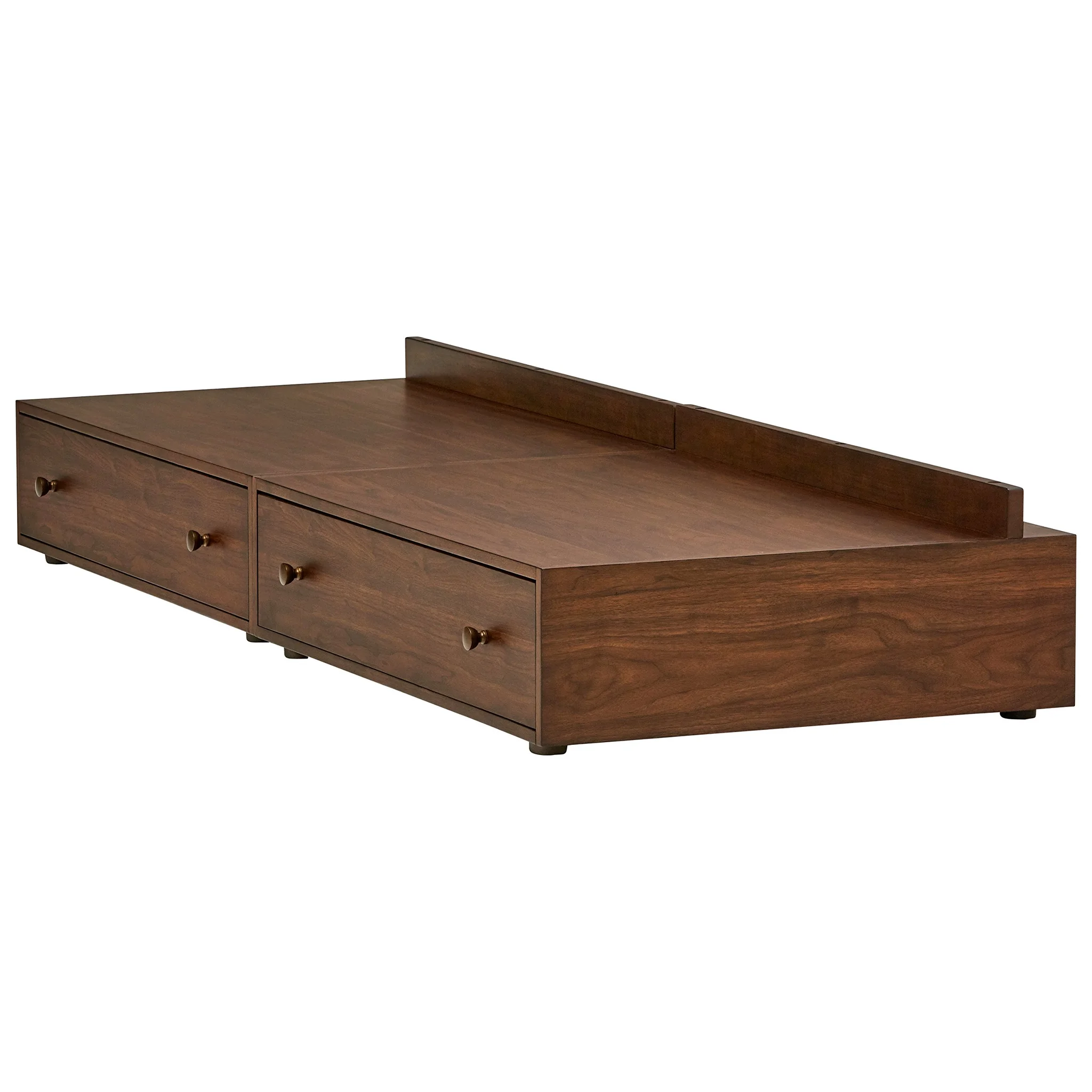 Mid-Century Modern Walnut Under-Bed Storage Drawer Unit