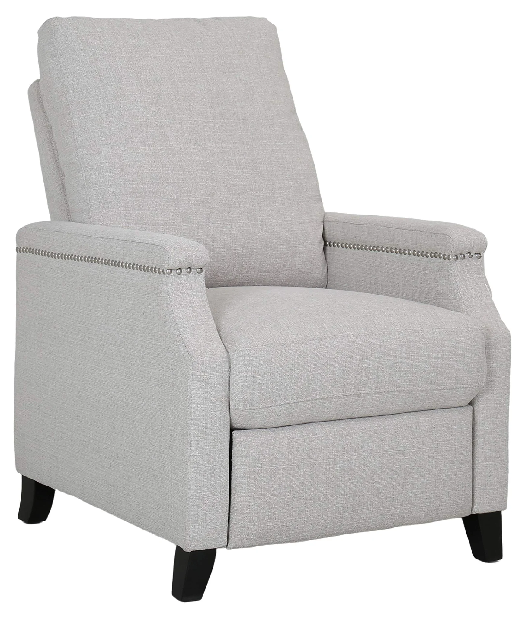 Contemporary Fabric Push-Back Recliner Chair with Nailhead Trim