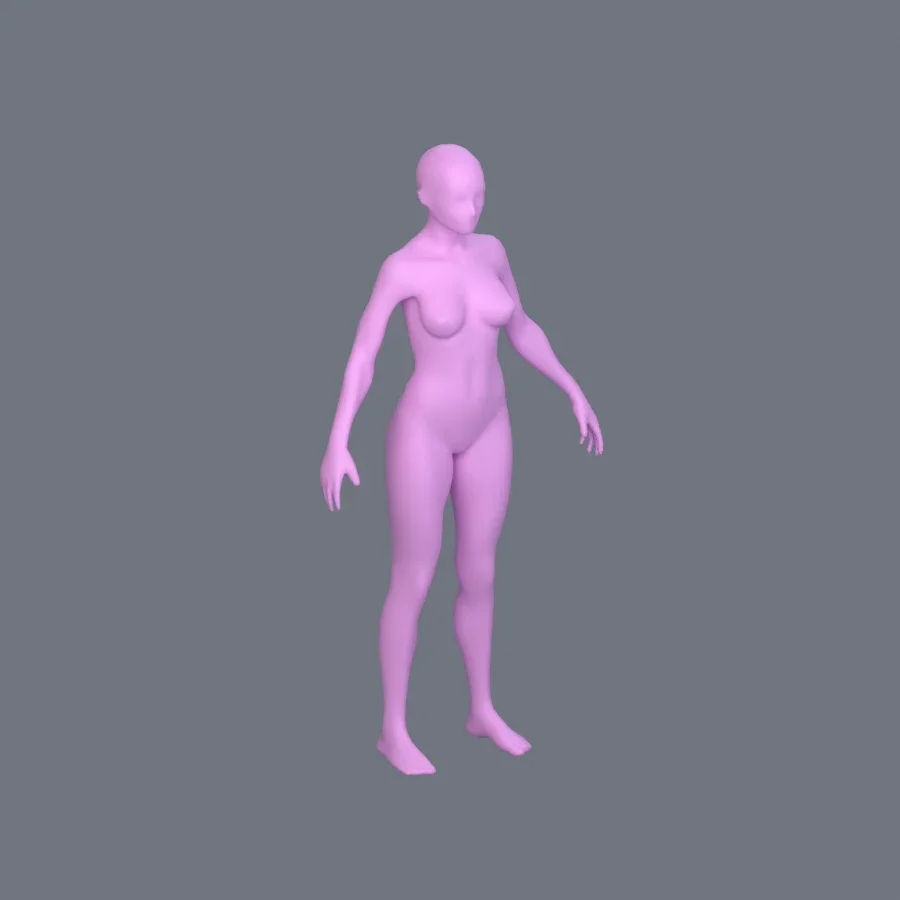 Basemesh Female Adult, 3D model preview 2