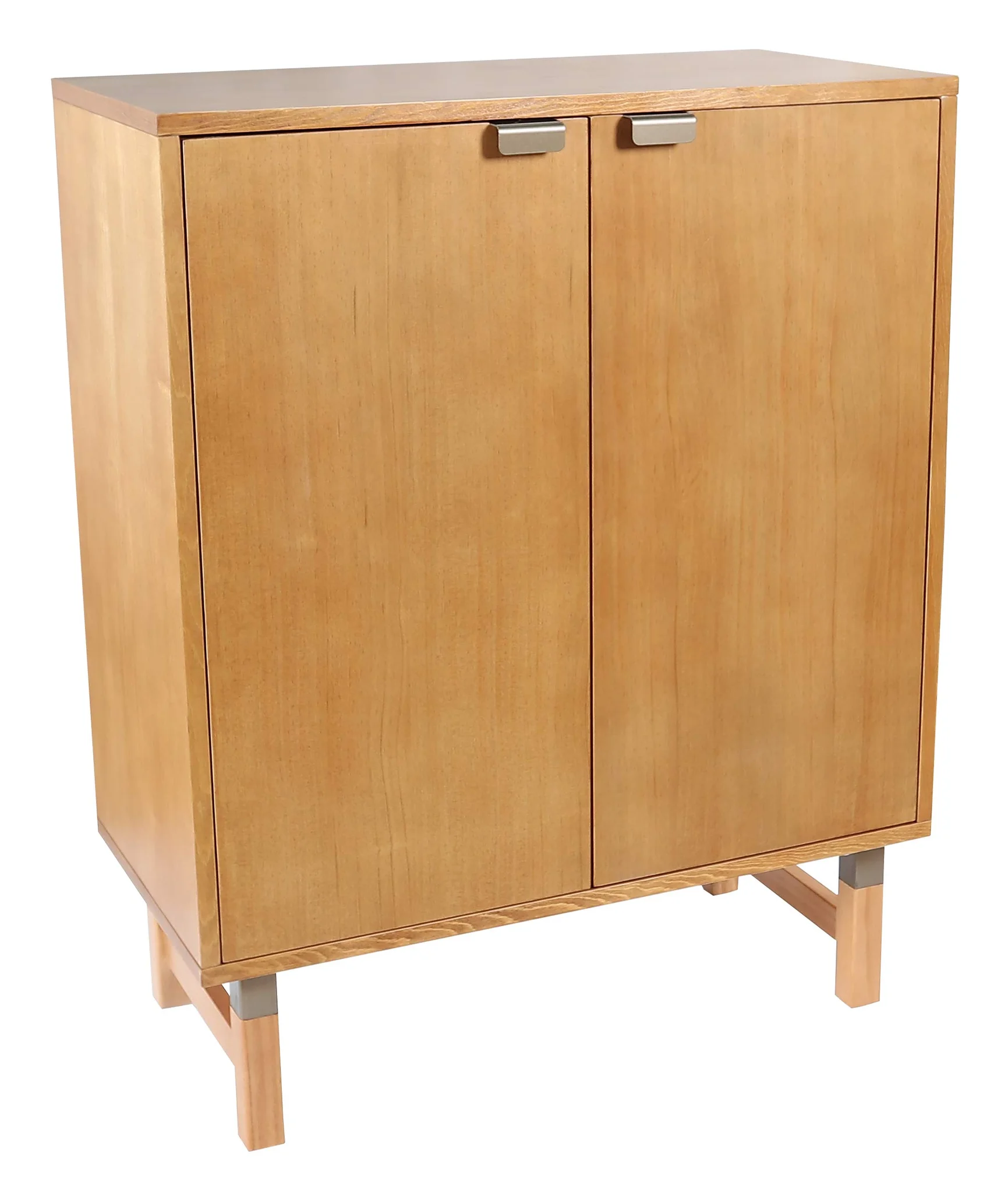 Mid-Century Modern Wood Bar Cabinet with Double Doors