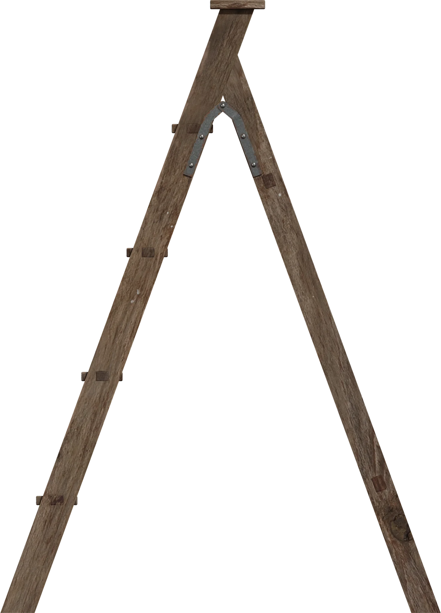Rustic Wooden Step Ladder, 3D model preview 2