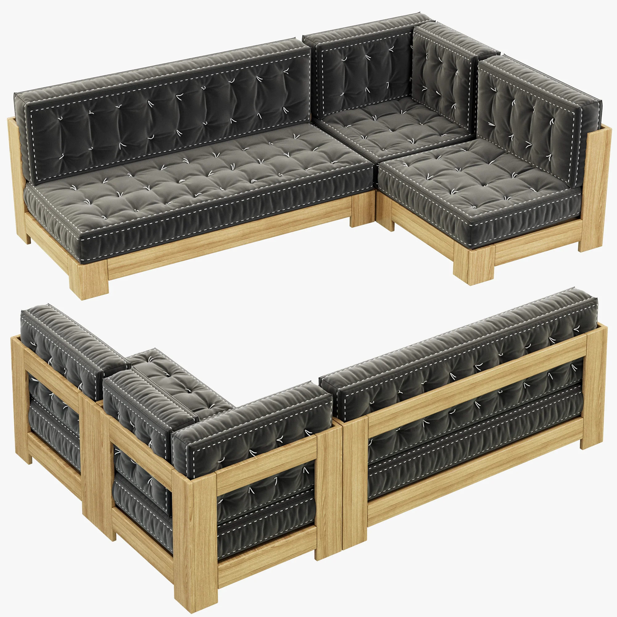 RH Teen Callum L Sectional Set — 3D model preview 2