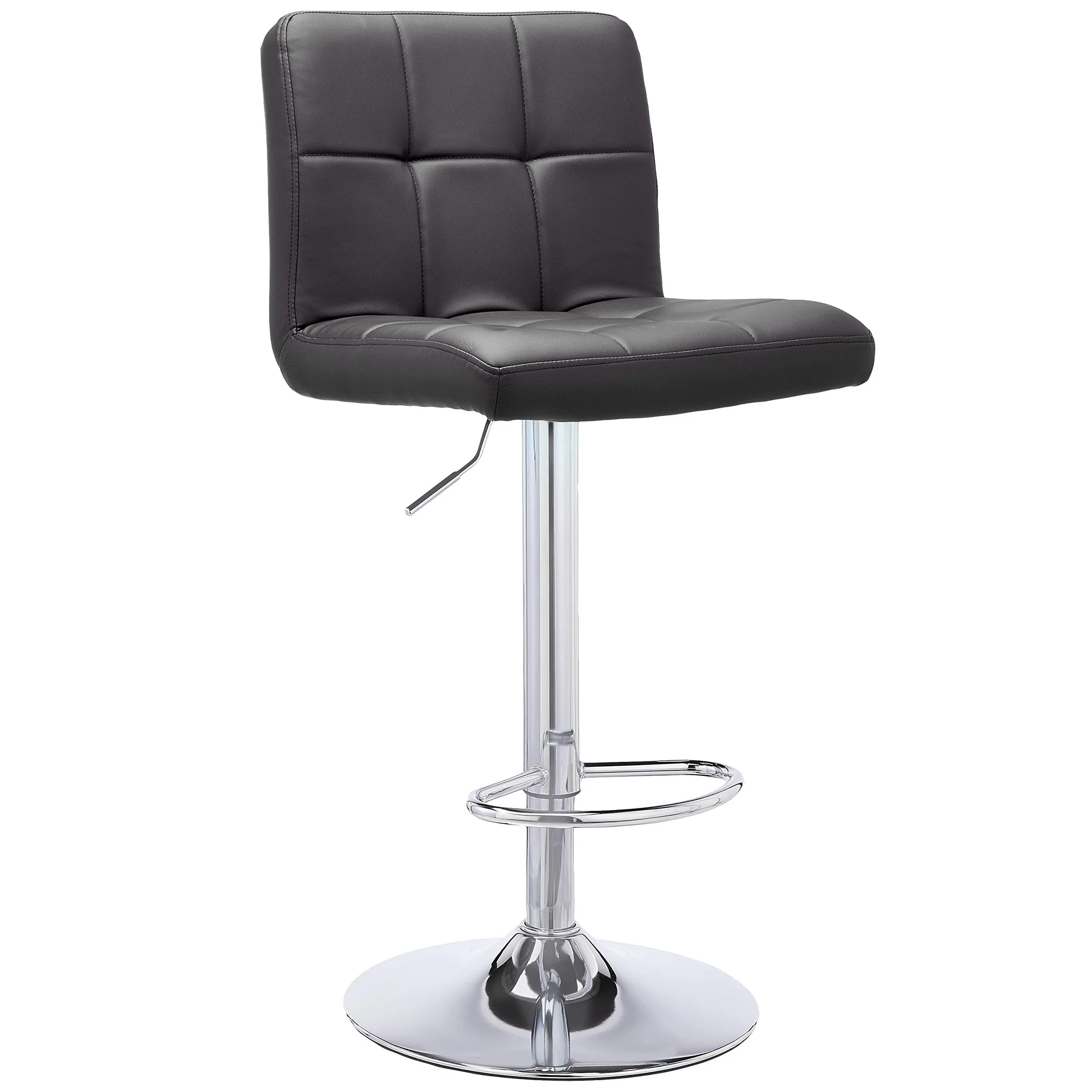 Modern Adjustable Swivel Bar Stool with PU Leather and Chrome Base
