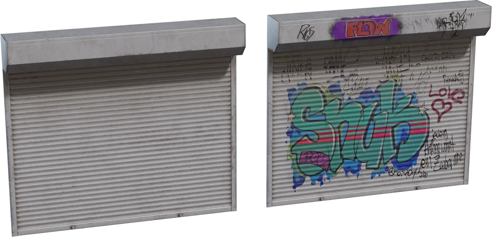 Urban Roller Shutter with Graffiti