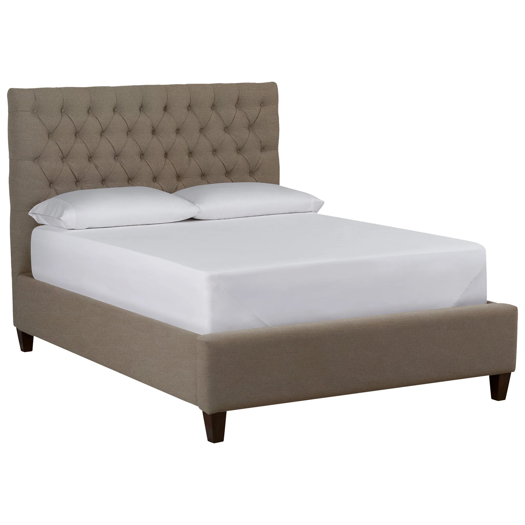 Tufted Upholstered Queen Bed with Diamond Headboard – Fresh Pewter