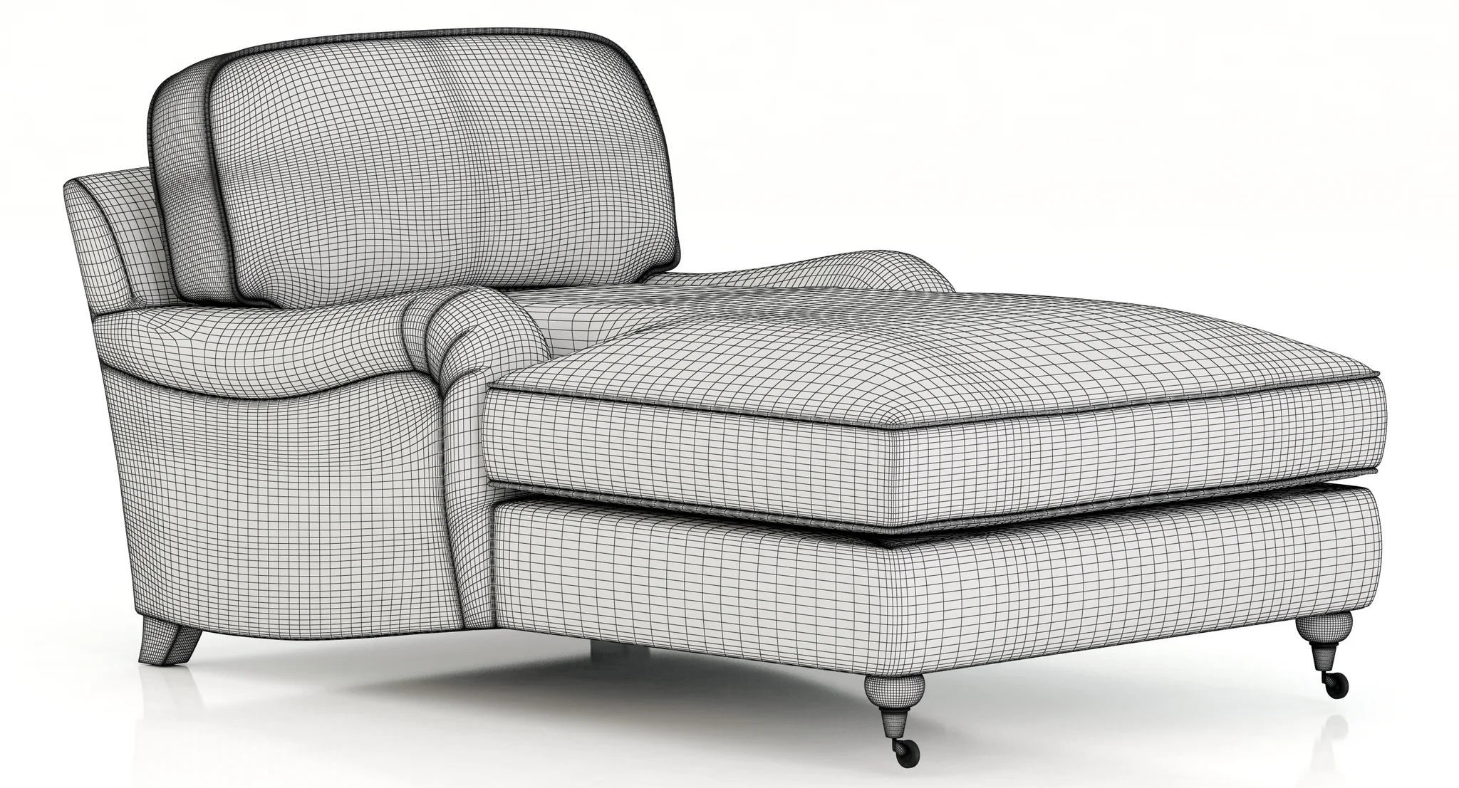 Restoration Hardware English Roll Arm Upholstered Chaise — 3D model preview 2