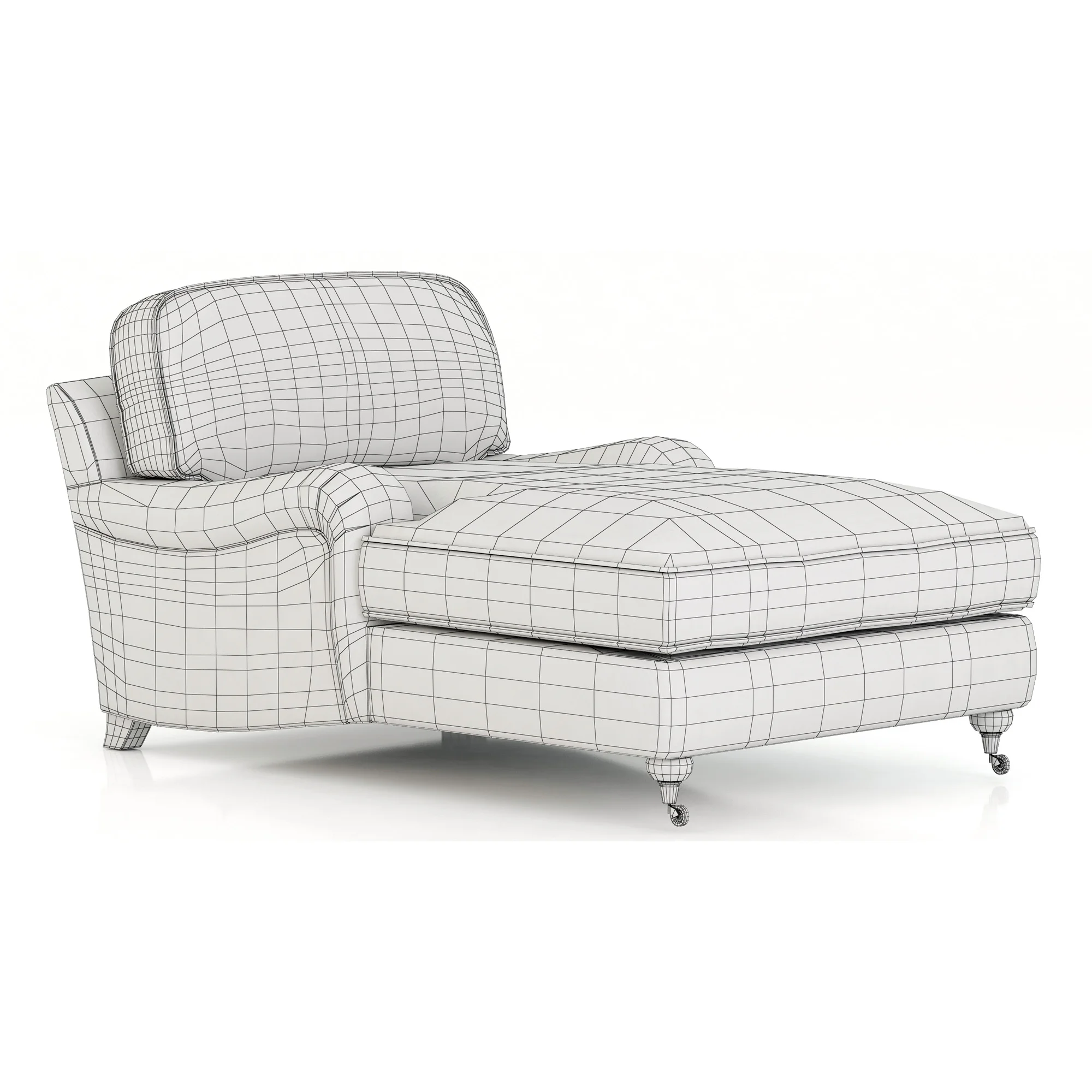 Restoration Hardware English Roll Arm Upholstered Chaise — 3D model preview 4
