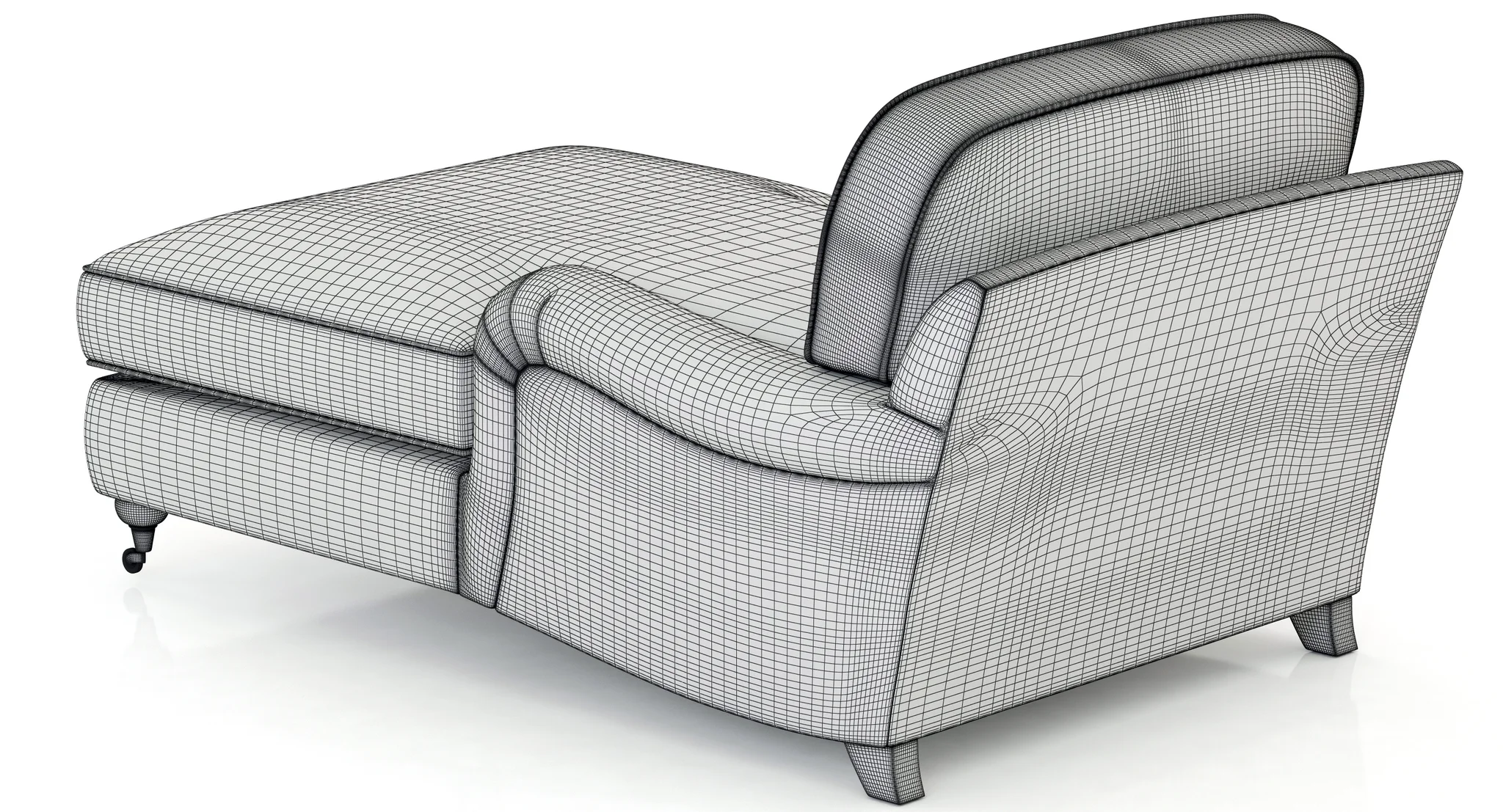 Restoration Hardware English Roll Arm Upholstered Chaise — 3D model preview 7