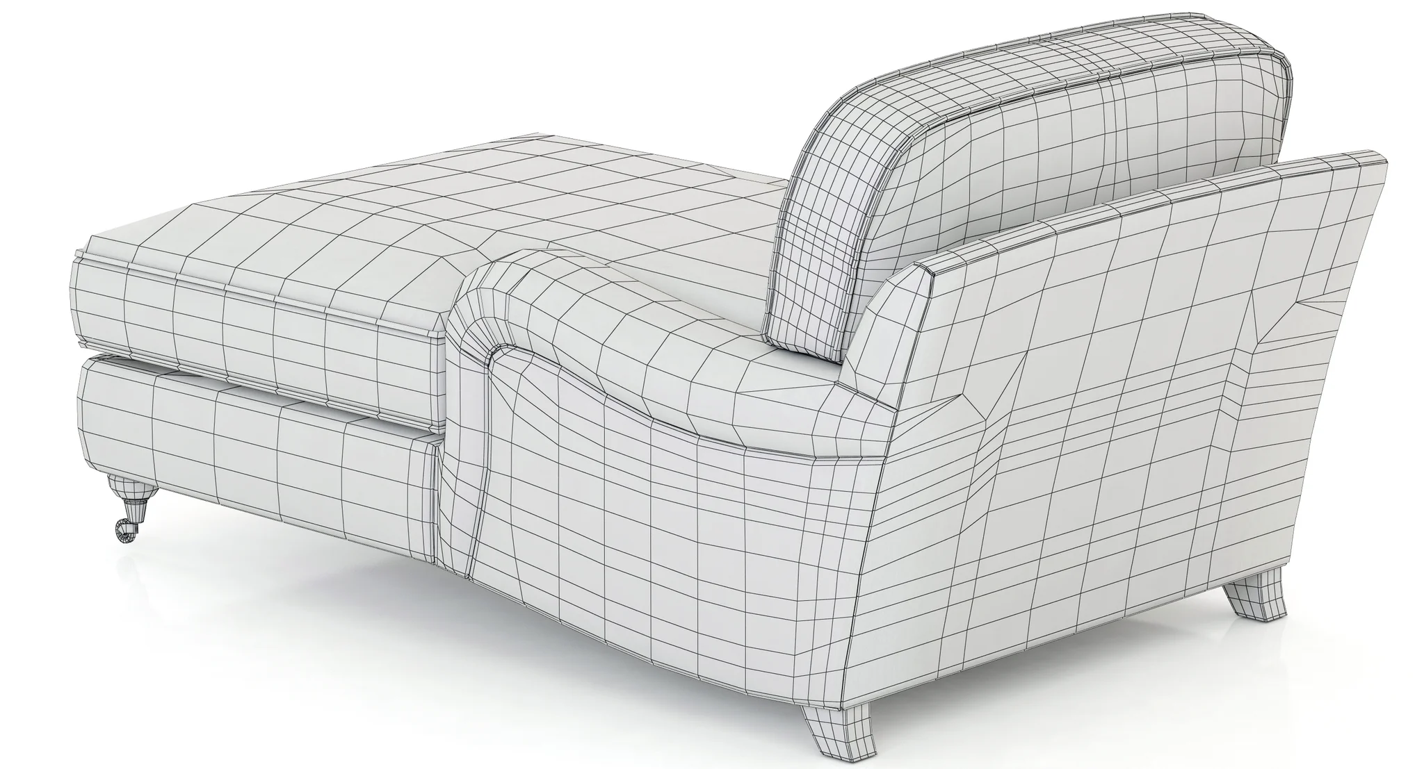 Restoration Hardware English Roll Arm Upholstered Chaise — 3D model preview 8