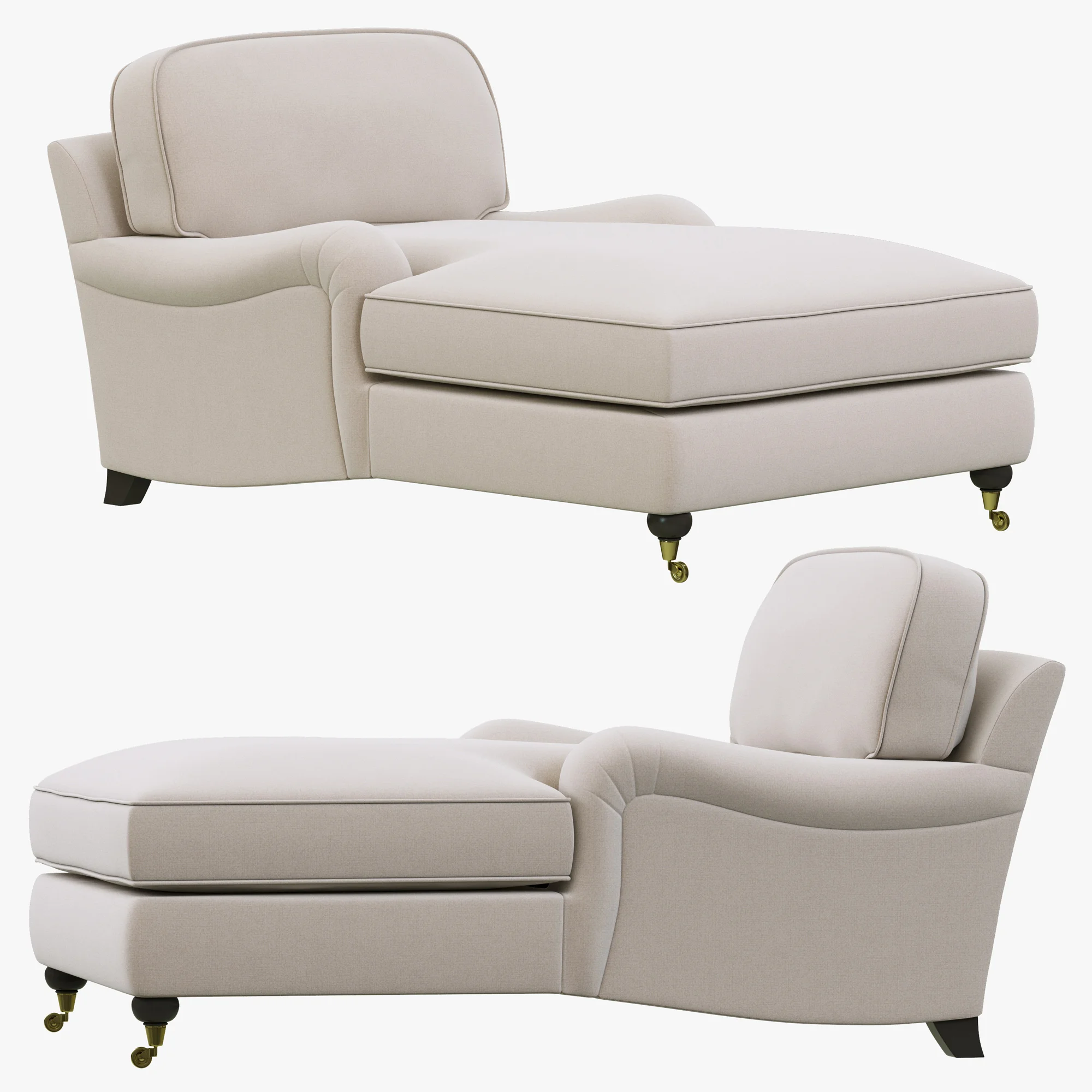 Restoration Hardware English Roll Arm Upholstered Chaise — 3D model preview 11