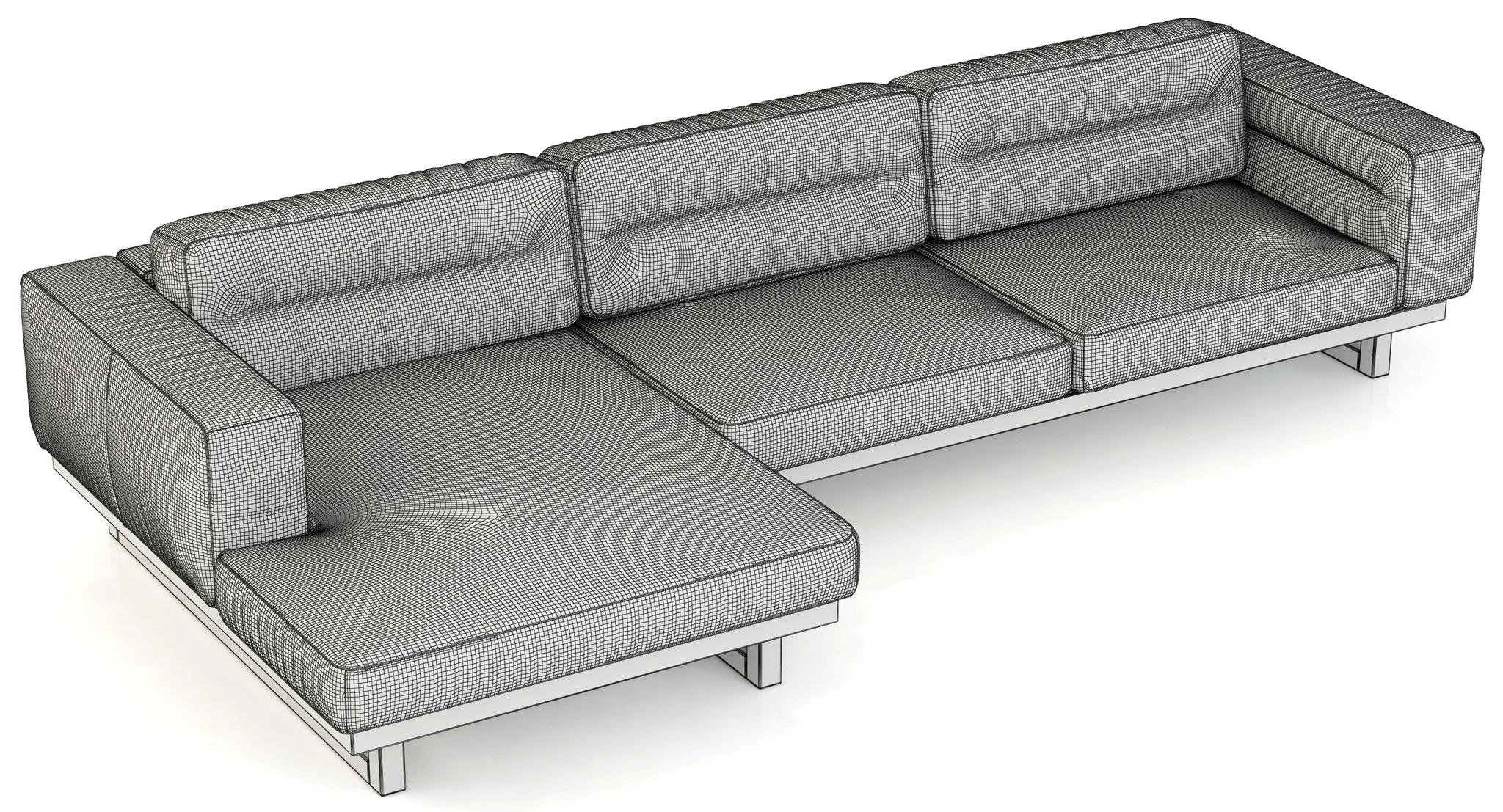 Restoration Hadware Durrell Leather Left Arm Chaise Sectional, 3D model preview 2