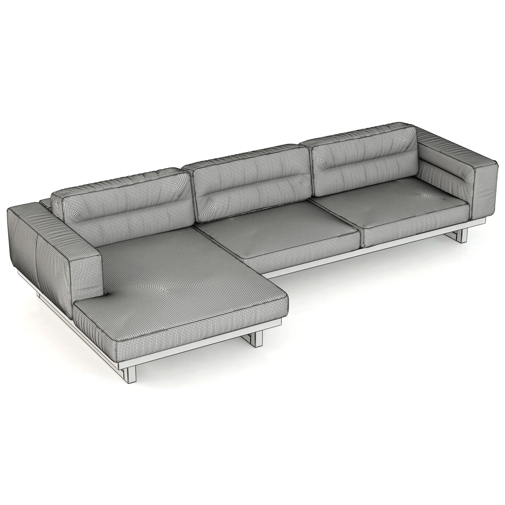 Restoration Hadware Durrell Leather Left Arm Chaise Sectional, 3D model preview 3