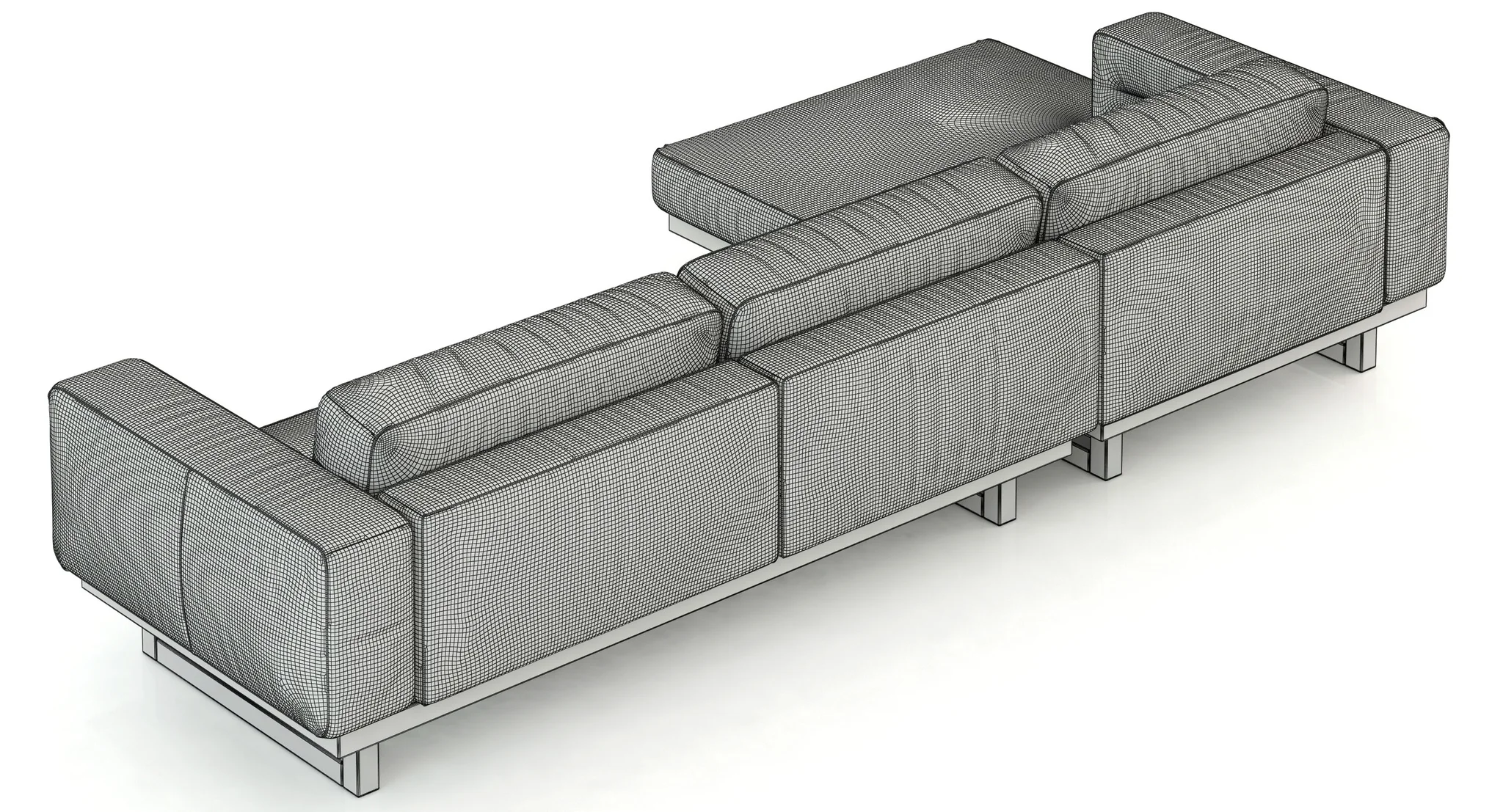 Restoration Hadware Durrell Leather Left Arm Chaise Sectional, 3D model preview 6
