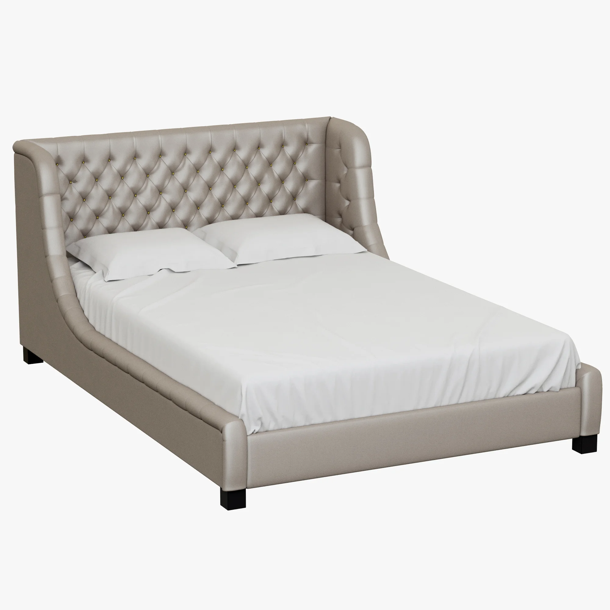 Restoration Hardware Devyn Tufted Upholstered Wing Bed — 3D model preview 2
