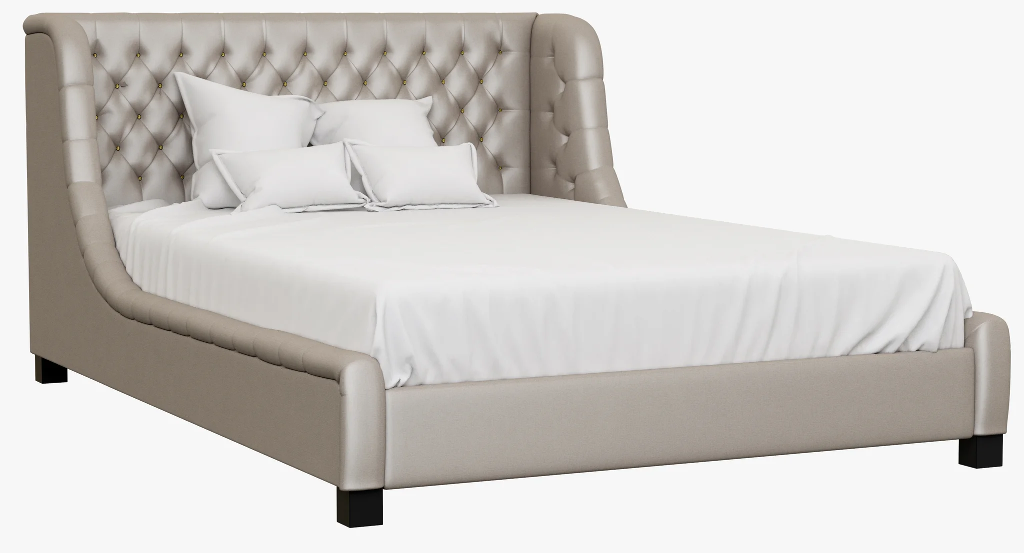 Restoration Hardware Devyn Tufted Upholstered Wing Bed — 3D model preview 3