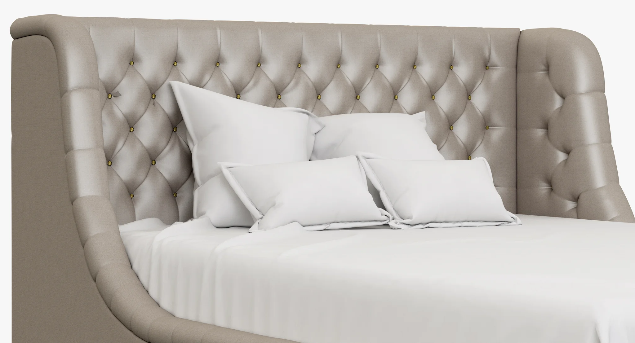 Restoration Hardware Devyn Tufted Upholstered Wing Bed — 3D model preview 5