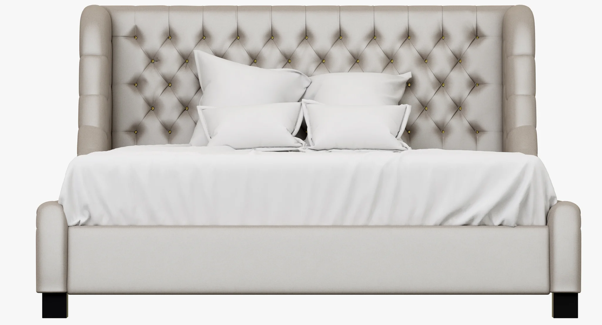 Restoration Hardware Devyn Tufted Upholstered Wing Bed — 3D model preview 7
