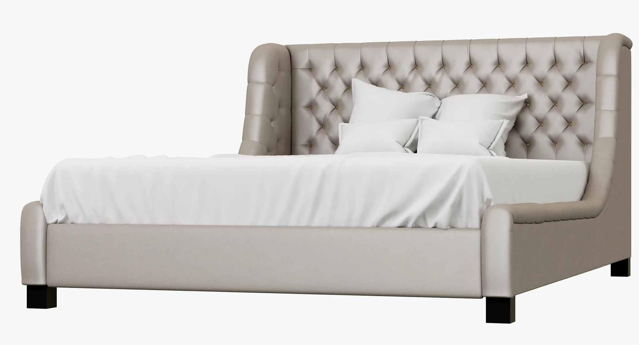 Restoration Hardware Devyn Tufted Upholstered Wing Bed — 3D model preview 8