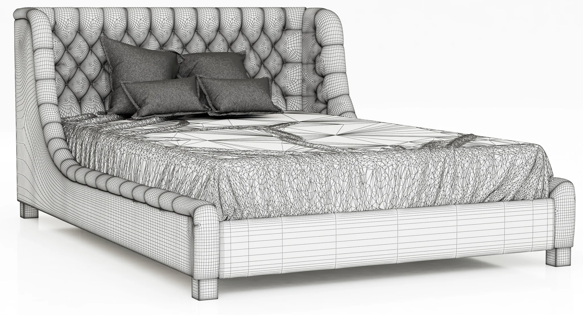 Restoration Hardware Devyn Tufted Upholstered Wing Bed — 3D model preview 10