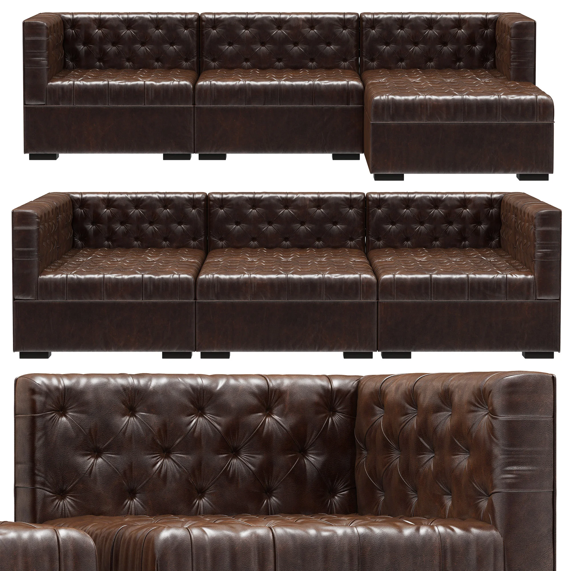 RH Teen Everly Modular Lounge Customizable Sectional — 3D model preview 4