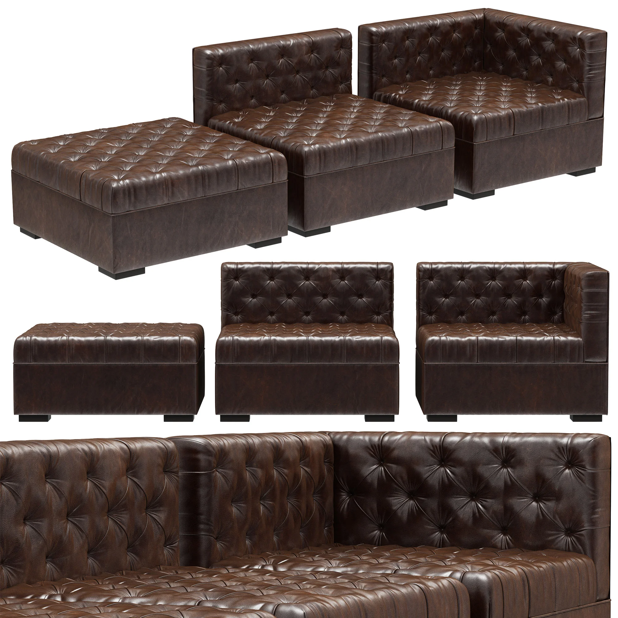 RH Teen Everly Modular Lounge Customizable Sectional — 3D model preview 5